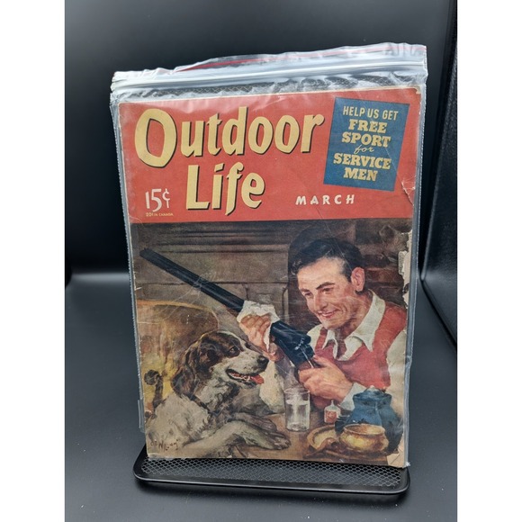 Other - Outdoor Life Magazine March 1941 Hunting‎ Fishing Bass Dog Shotgun Fireplace